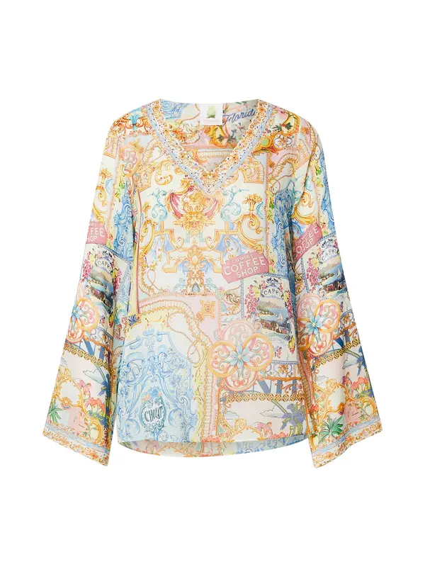 PRINCESS GOES HOLLYWOOD PRINCESS GOES HOLLYWOOD Bluza 'Frames'  svetlo modra / zlato-rumena / pitaja / staro roza