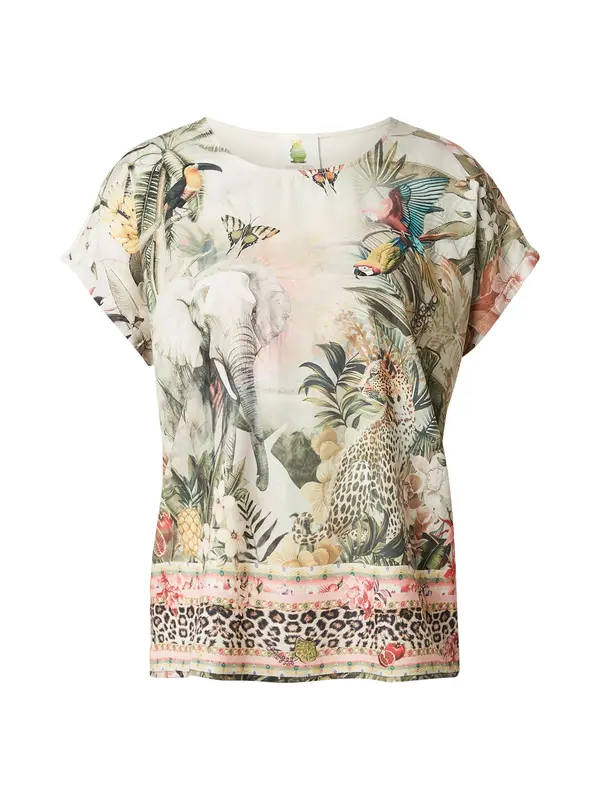 PRINCESS GOES HOLLYWOOD PRINCESS GOES HOLLYWOOD Majica 'Jungle'  svetlo modra / temno zelena / črna / bela