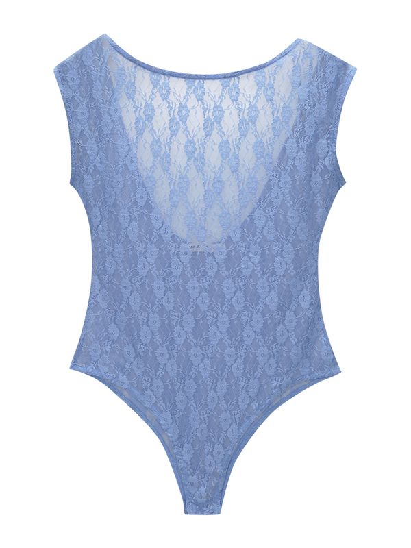 Pull&Bear Pull&Bear Bodi majica  svetlo modra