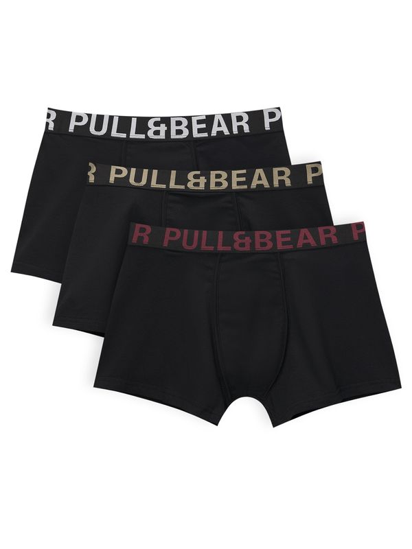 Pull&Bear Pull&Bear Boksarice  svetlo rjava / burgund / črna / bela