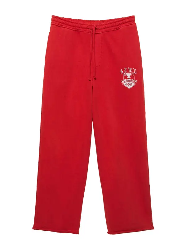Pull&Bear Pull&Bear Hlače 'VARSITY STWD'  rdeča / off-bela