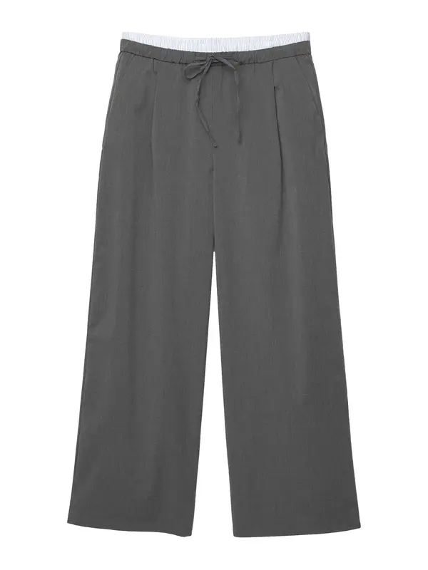 Pull&Bear Pull&Bear Hlače z naborki  antracit / bela