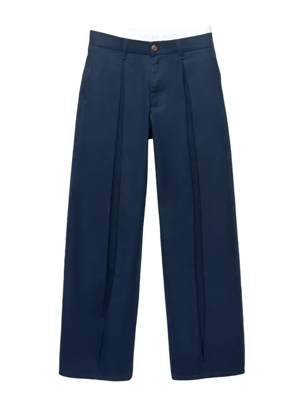 Pull&Bear Pull&Bear Hlače z naborki  mornarska