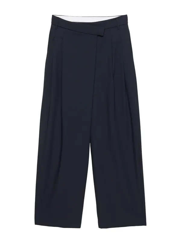 Pull&Bear Pull&Bear Hlače z naborki  temno modra