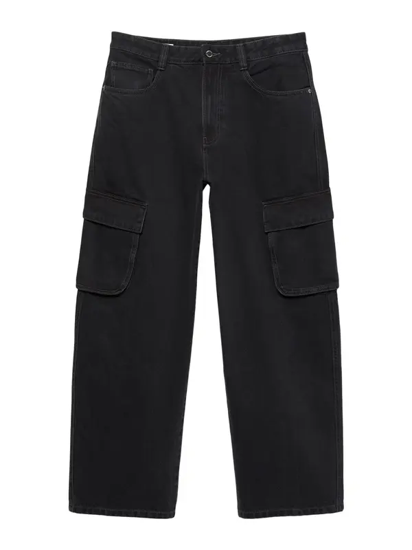 Pull&Bear Pull&Bear Kargo kavbojke  črn denim