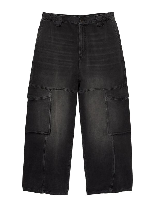 Pull&Bear Pull&Bear Kargo kavbojke  črn denim