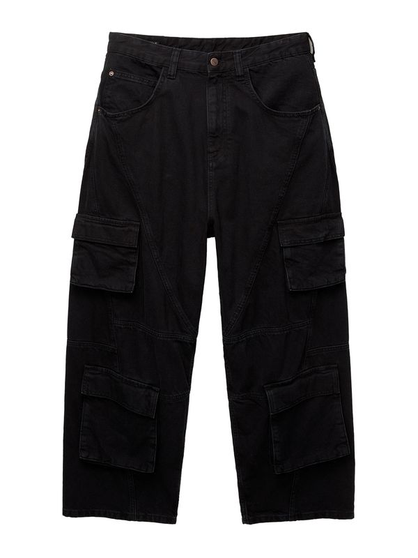 Pull&Bear Pull&Bear Kargo kavbojke  črna