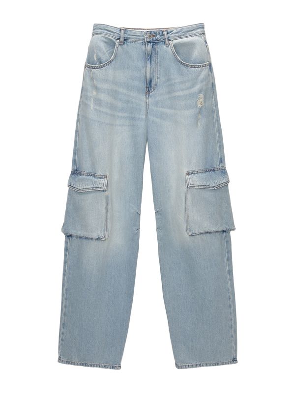 Pull&Bear Pull&Bear Kargo kavbojke  moder denim