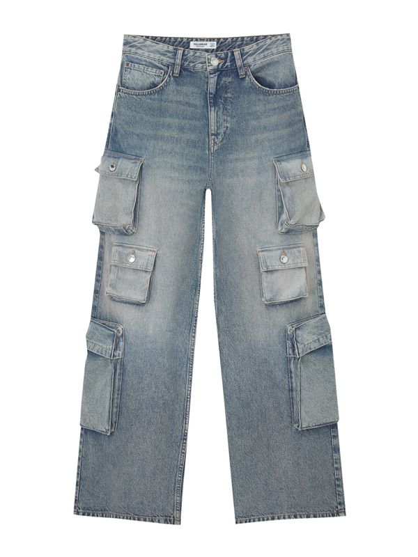 Pull&Bear Pull&Bear Kargo kavbojke  moder denim