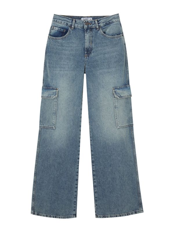 Pull&Bear Pull&Bear Kargo kavbojke  moder denim