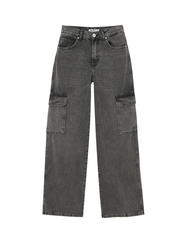 Pull&Bear Pull&Bear Kargo kavbojke  siv denim