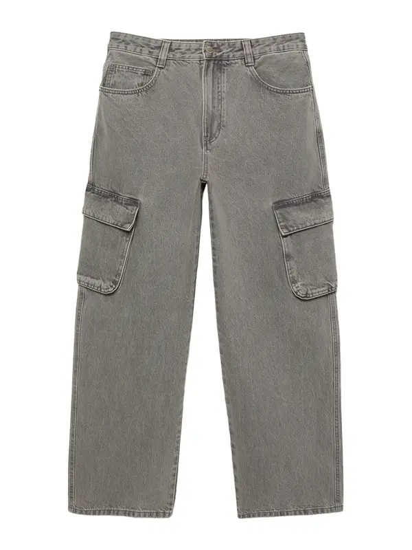 Pull&Bear Pull&Bear Kargo kavbojke  siv denim