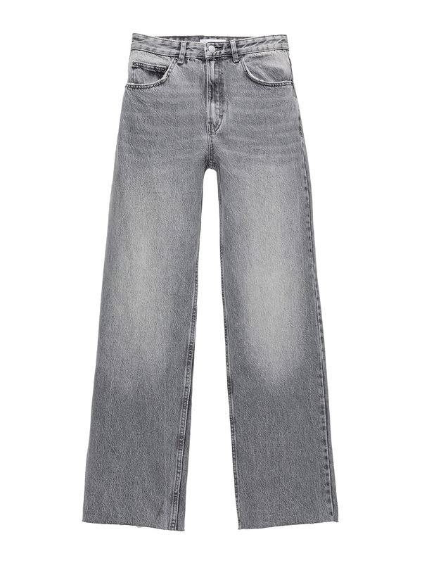 Pull&Bear Pull&Bear Kavbojke  siv denim / off-bela