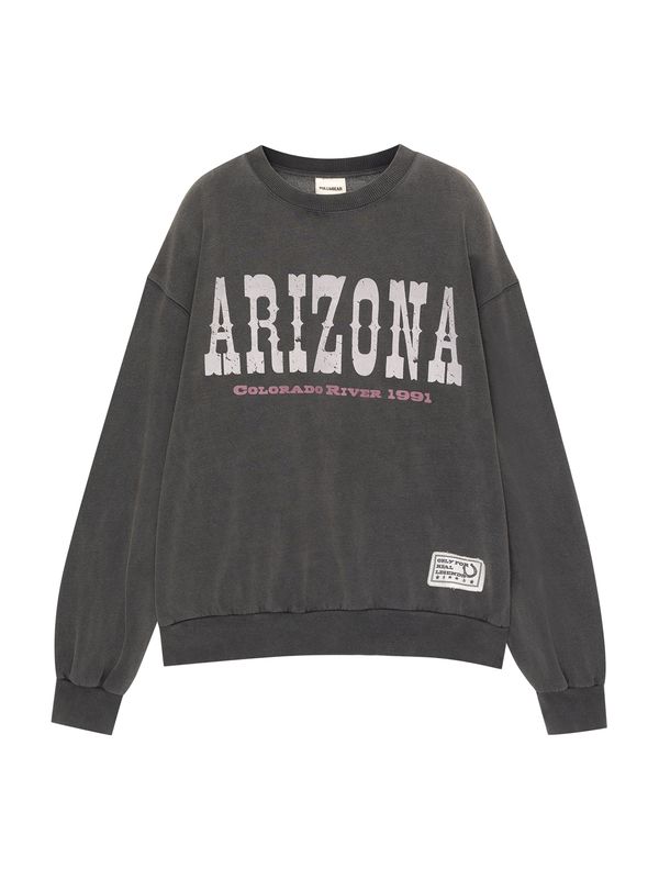 Pull&Bear Pull&Bear Majica 'ARIZONA'  grafit / svetlo siva / staro roza