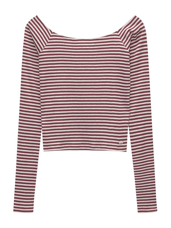 Pull&Bear Pull&Bear Majica  burgund / bela