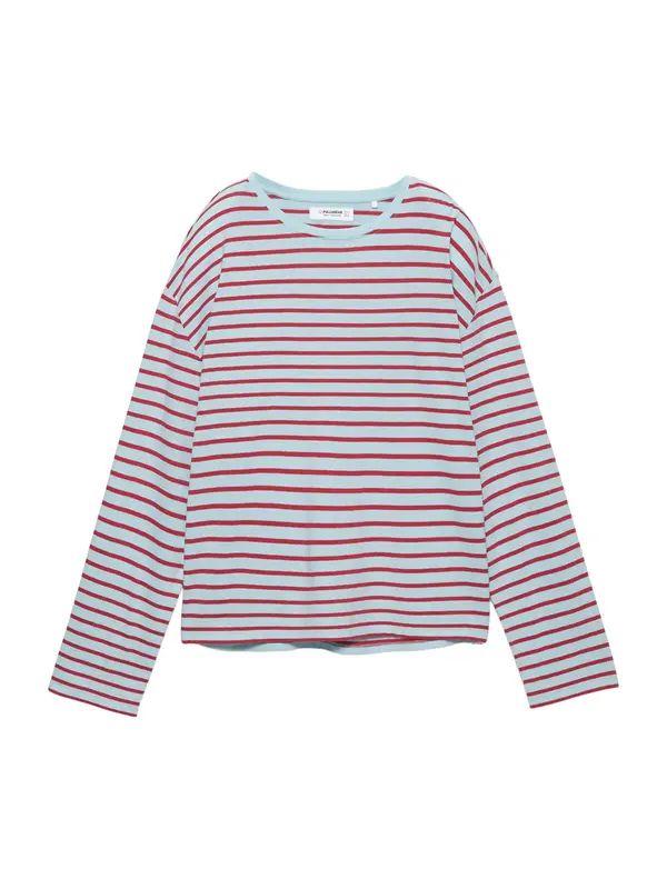 Pull&Bear Pull&Bear Majica  češnjevo rdeča / bela