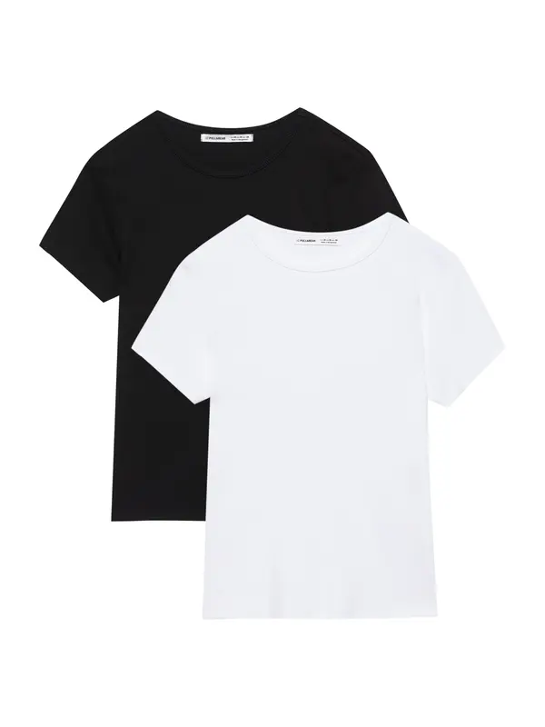Pull&Bear Pull&Bear Majica  črna / bela