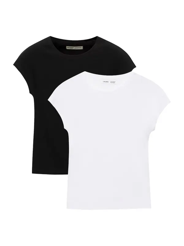 Pull&Bear Pull&Bear Majica  črna / bela