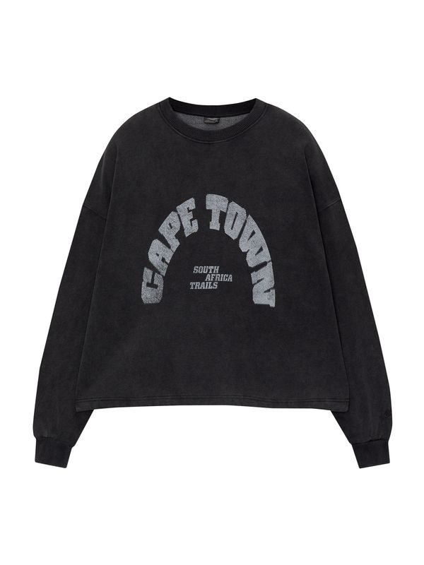 Pull&Bear Pull&Bear Majica  črna / off-bela