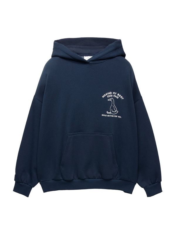 Pull&Bear Pull&Bear Majica 'DUCK'  mornarska / bela