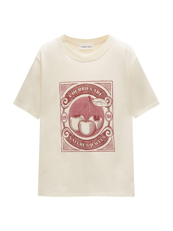 Pull&Bear Pull&Bear Majica  ecru / burgund