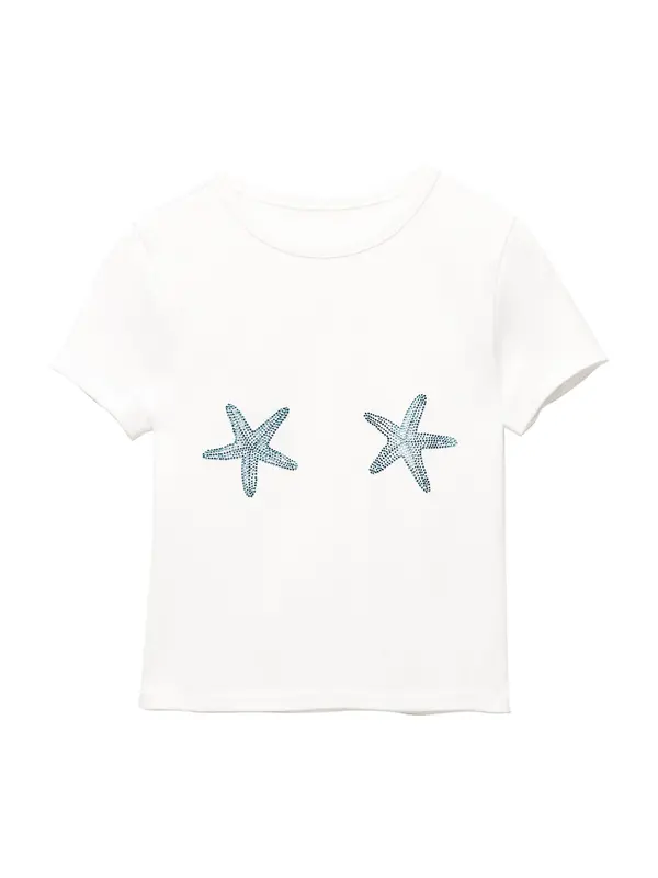 Pull&Bear Pull&Bear Majica 'ESTRELLAS MERMAID'  nebeško modra / bela