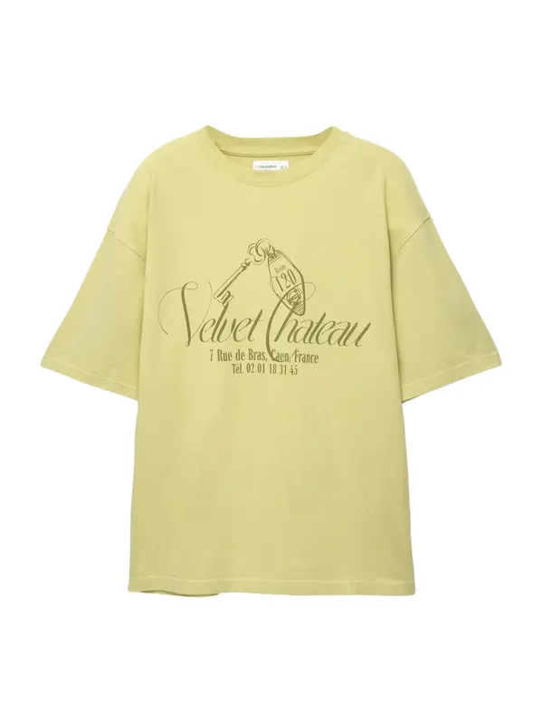 Pull&Bear Pull&Bear Majica 'HOTEL LIMA'  limeta / temno zelena