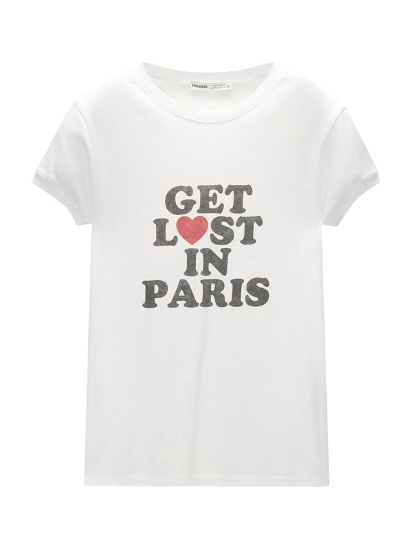 Pull&Bear Pull&Bear Majica  krvavo rdeča / črna / bela