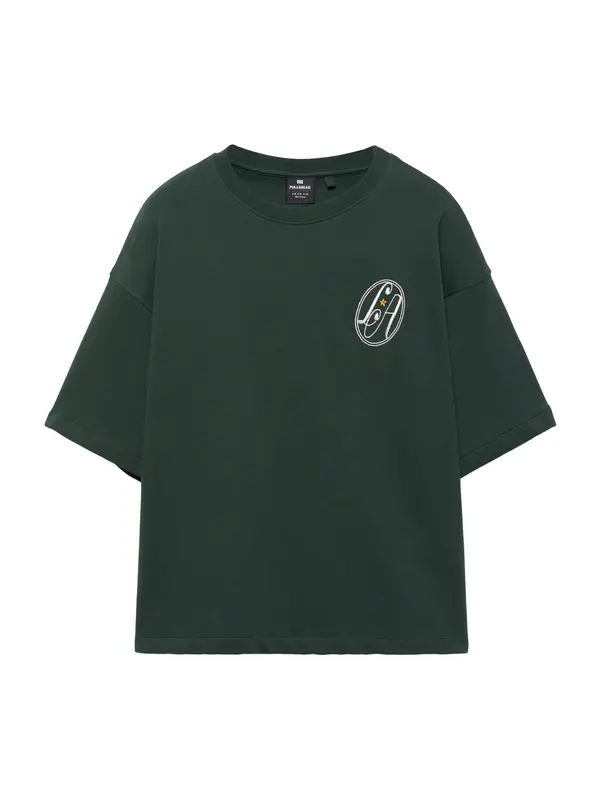 Pull&Bear Pull&Bear Majica 'LOS ANGELES'  zlato-rumena / temno zelena