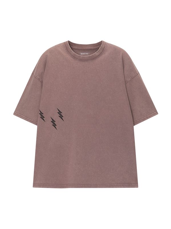 Pull&Bear Pull&Bear Majica  mauve / črna