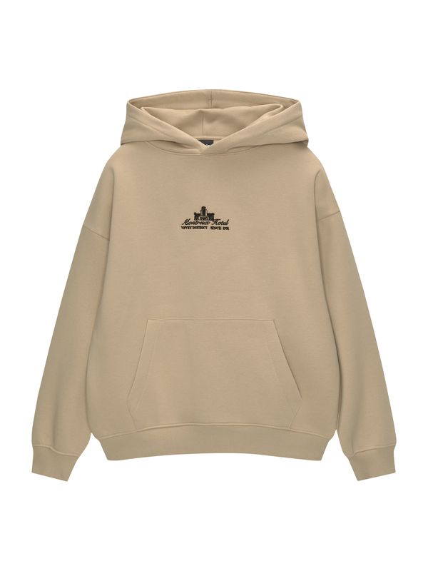 Pull&Bear Pull&Bear Majica 'MONTREUX HO'  pesek / črna