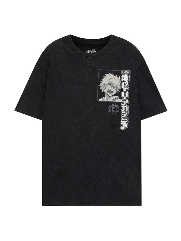 Pull&Bear Pull&Bear Majica 'MY HERO'  antracit / svetlo siva