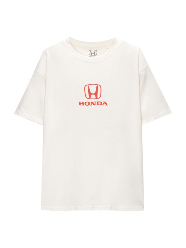 Pull&Bear Pull&Bear Majica  oranžna / črna / bela