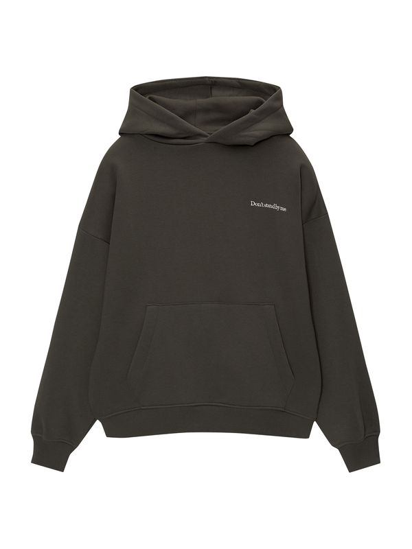 Pull&Bear Pull&Bear Majica 'OUT OF THE OFFICE'  oliva / bela