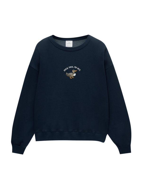 Pull&Bear Pull&Bear Majica 'PACIFIC DUCK ON'  mornarska / rjava / bela