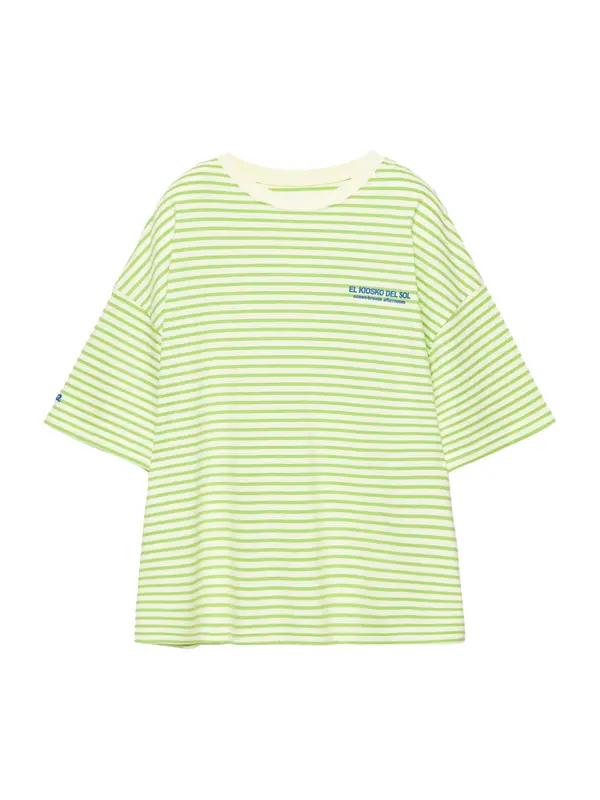 Pull&Bear Pull&Bear Majica 'PACIFIC RAYAS'  modra / svetlo zelena / off-bela