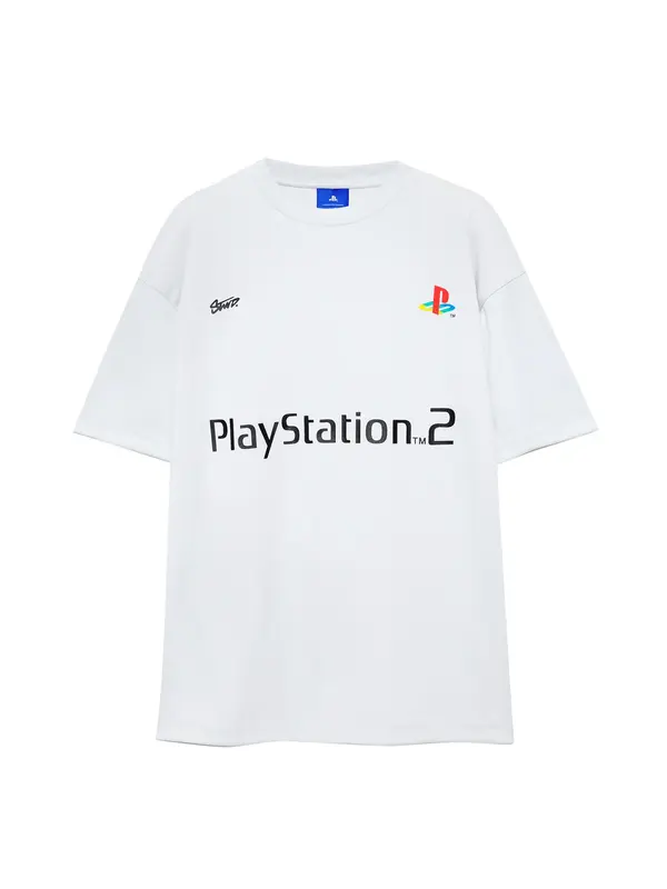 Pull&Bear Pull&Bear Majica 'PLAYSTATION'  svetlo siva / črna