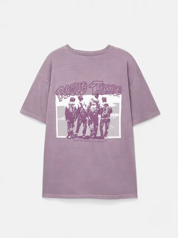 Pull&Bear Pull&Bear Majica 'Rogue Tribe'  siva / mauve / robida / bela