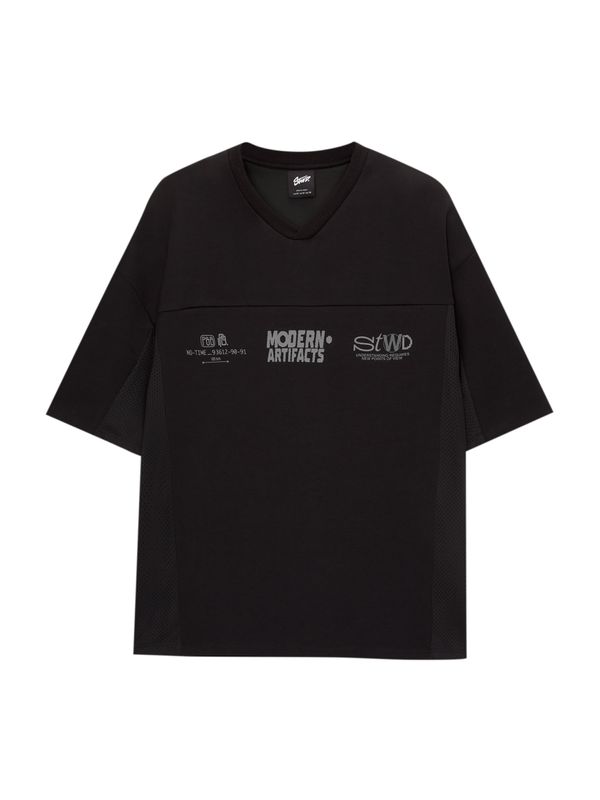 Pull&Bear Pull&Bear Majica  siva / črna