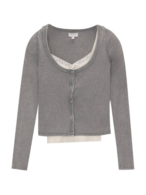 Pull&Bear Pull&Bear Majica  siva / off-bela