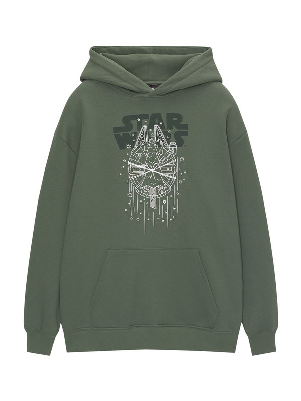 Pull&Bear Pull&Bear Majica 'STAR WARS NAVIDAD'  jelka / temno zelena / bela