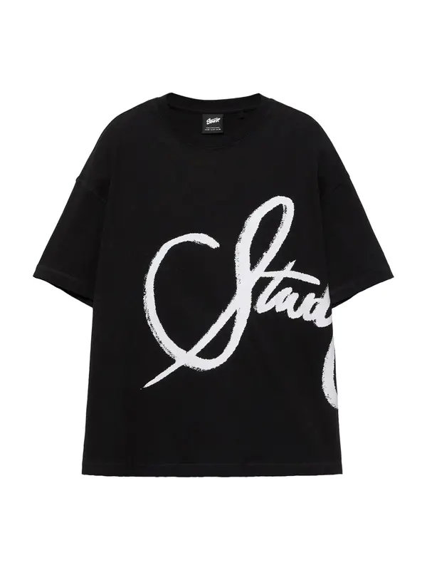 Pull&Bear Pull&Bear Majica 'STWD'  črna / bela