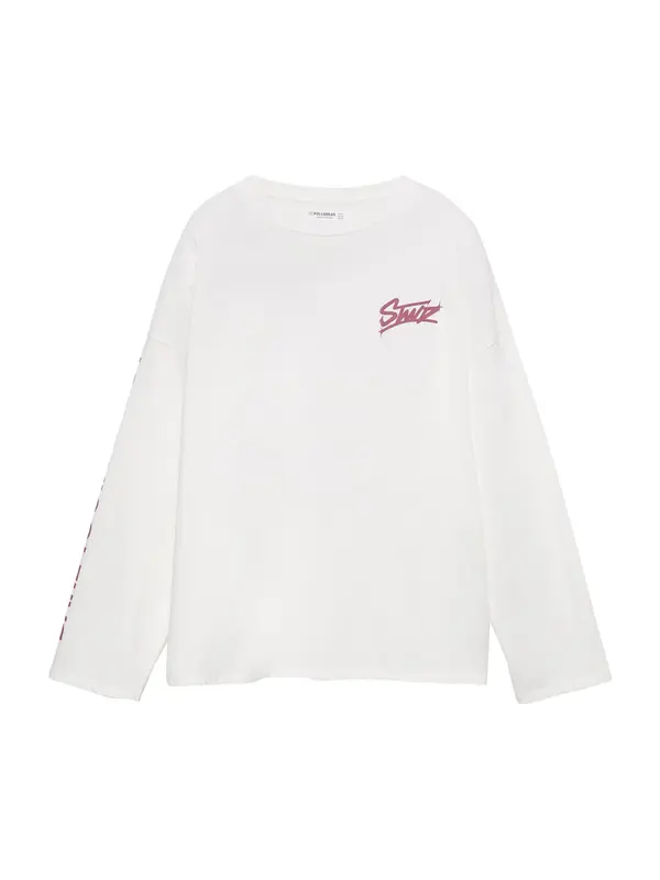 Pull&Bear Pull&Bear Majica 'STWD'  roza / bela
