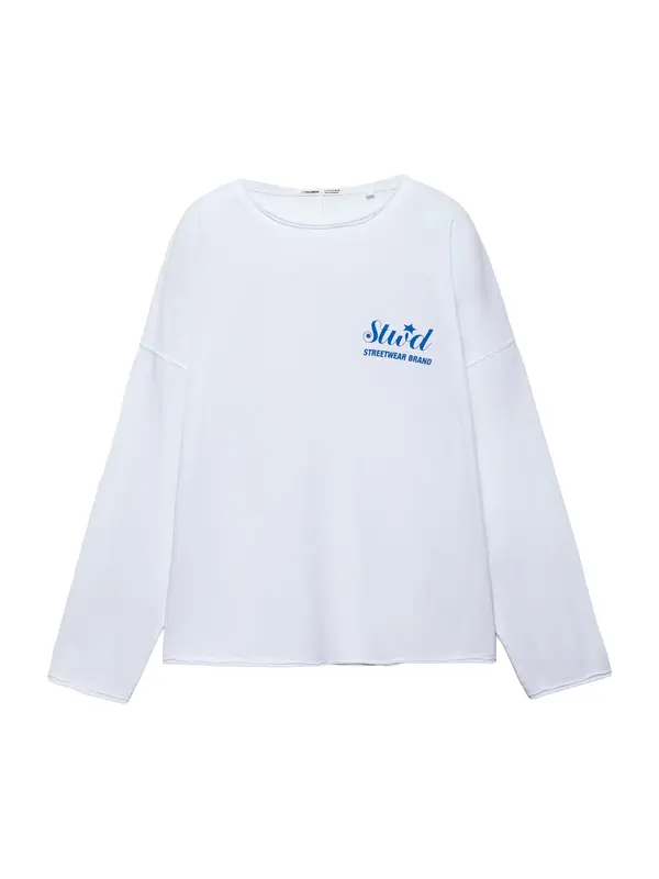 Pull&Bear Pull&Bear Majica 'STWD'  temno modra / bela