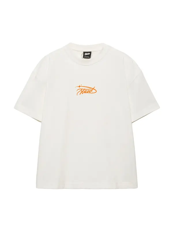 Pull&Bear Pull&Bear Majica 'STWD'  temno oranžna / bela