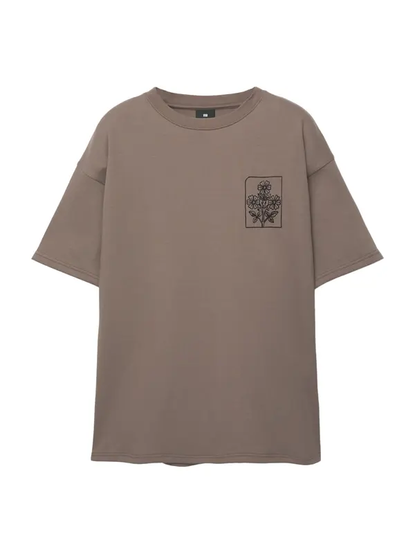 Pull&Bear Pull&Bear Majica 'TAKE A LOOK'  rjava / črna / bela
