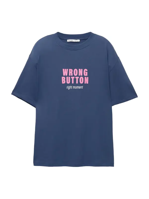 Pull&Bear Pull&Bear Majica 'TELEFONO'  temno modra / svetlo roza / bela