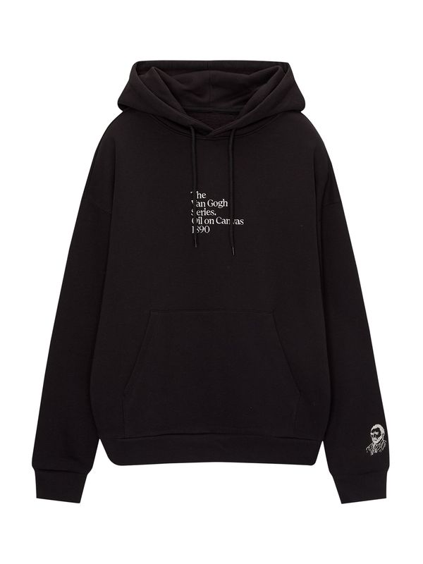 Pull&Bear Pull&Bear Majica 'THE VAN GOGH SERIES'  črna / bela