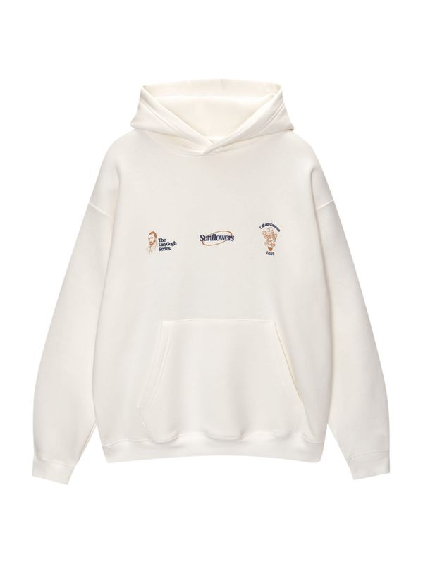 Pull&Bear Pull&Bear Majica 'VAN GOGH SUNFLOWERS'  mornarska / karamel / bela