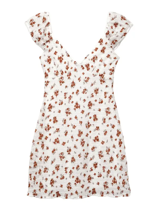 Pull&Bear Pull&Bear Obleka  konjak / brokat / bela